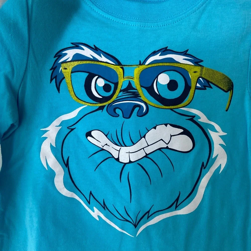 NEW Children’s Place baby boy’s blue face decal graphic long sleeve tshirt 12-18